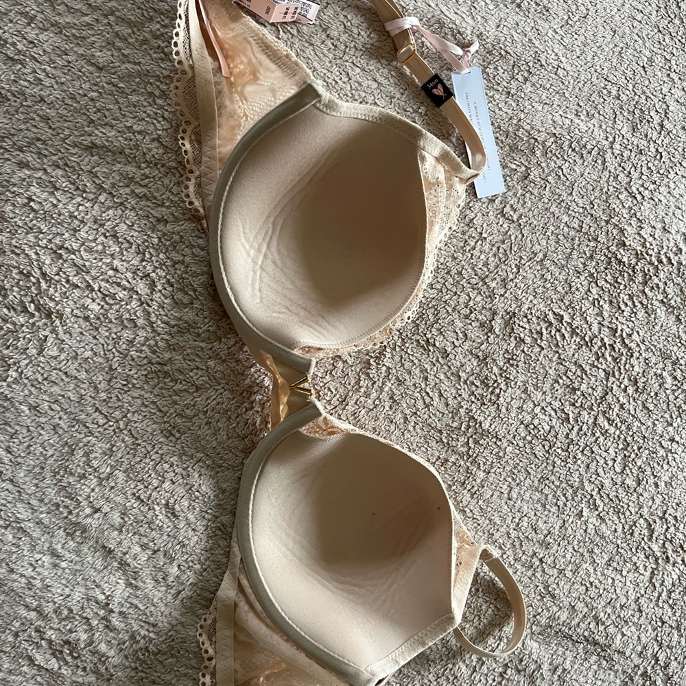 Lace Trimmed Beige Bra